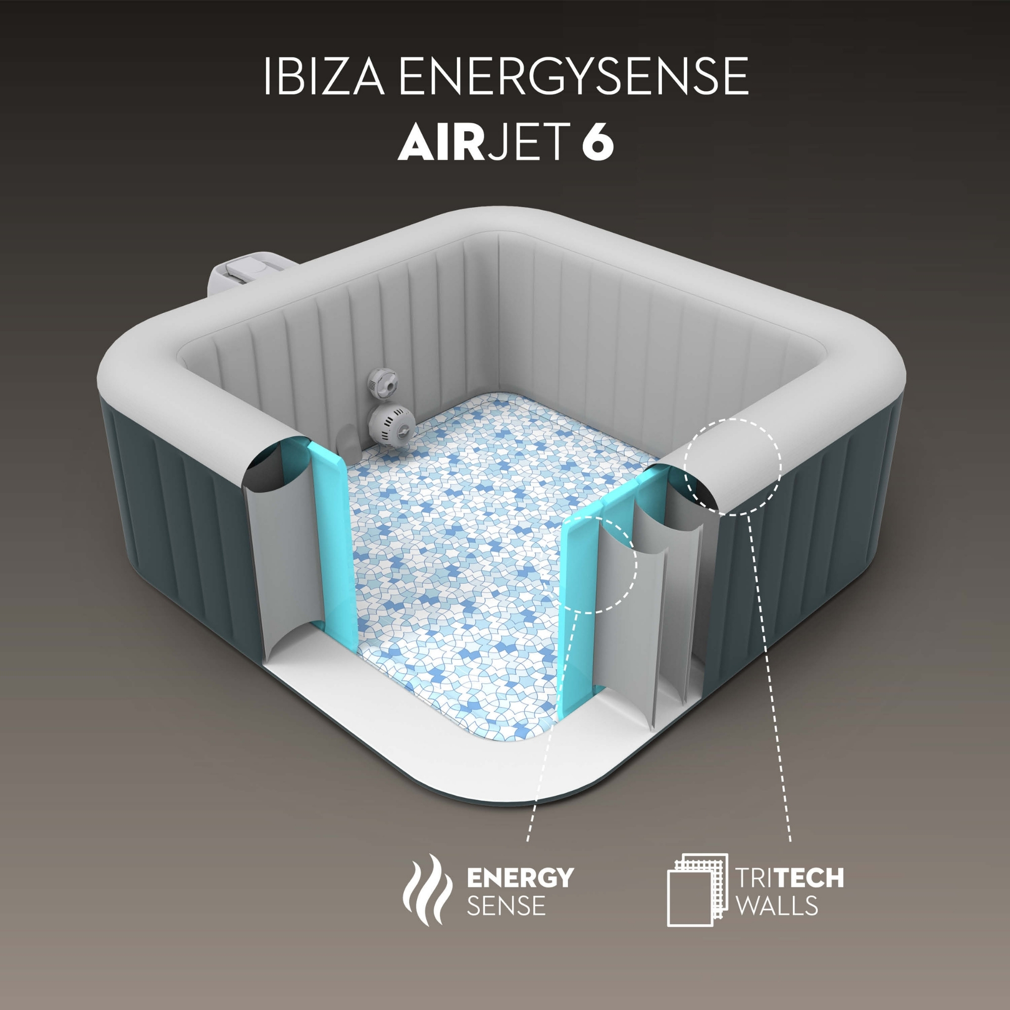 Bestway Lay-Z-Spa Ibiza EnergySense AirJet Inflatable Spa, 4–6 Person - Image 9