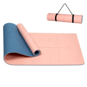 Centra Pink TPE Yoga Mat 6 mm with Alignment Lines and Carry Strap