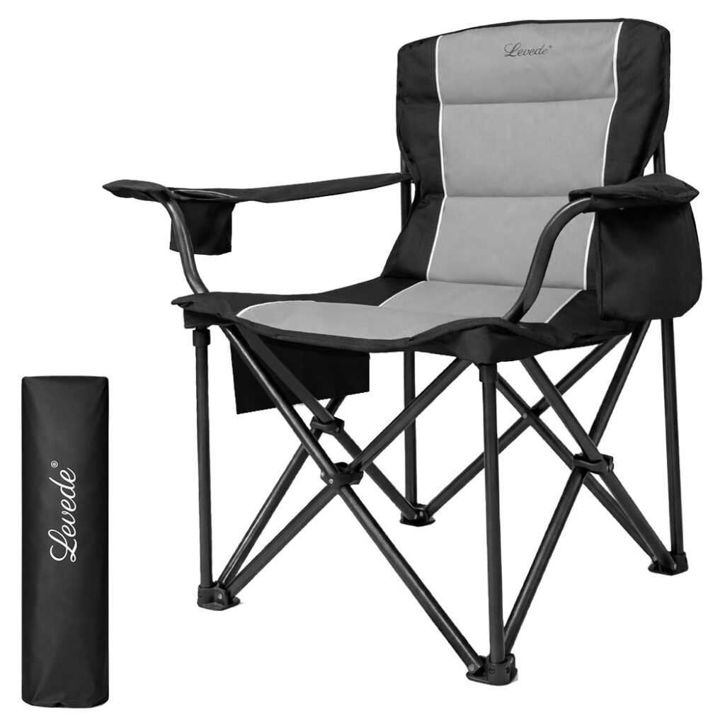 Levede Heavy Duty Folding Camping Chair, 200kg Capacity, Oversized Seat