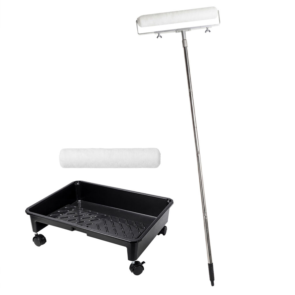 Traderight 13-Piece Paint Roller Set with Extendable Pole and Wheeled Tray