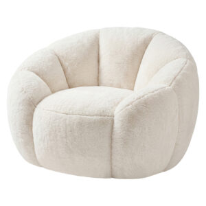 Levede Floral Faux Rabbit Fur Bean Bag Chair for Reading and Relaxing – White