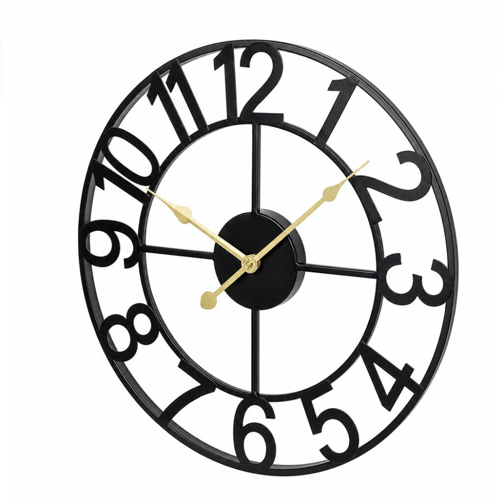 Yezi 40cm Silent Quartz Wall Clock with Easy-Read Dial – Black