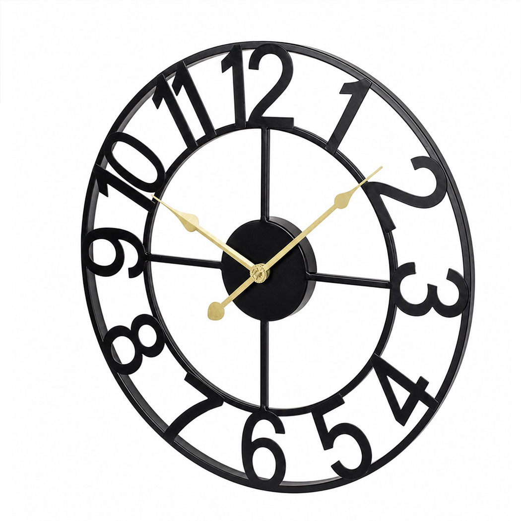 Yezi 40cm Silent Quartz Wall Clock with Easy-Read Dial – Black