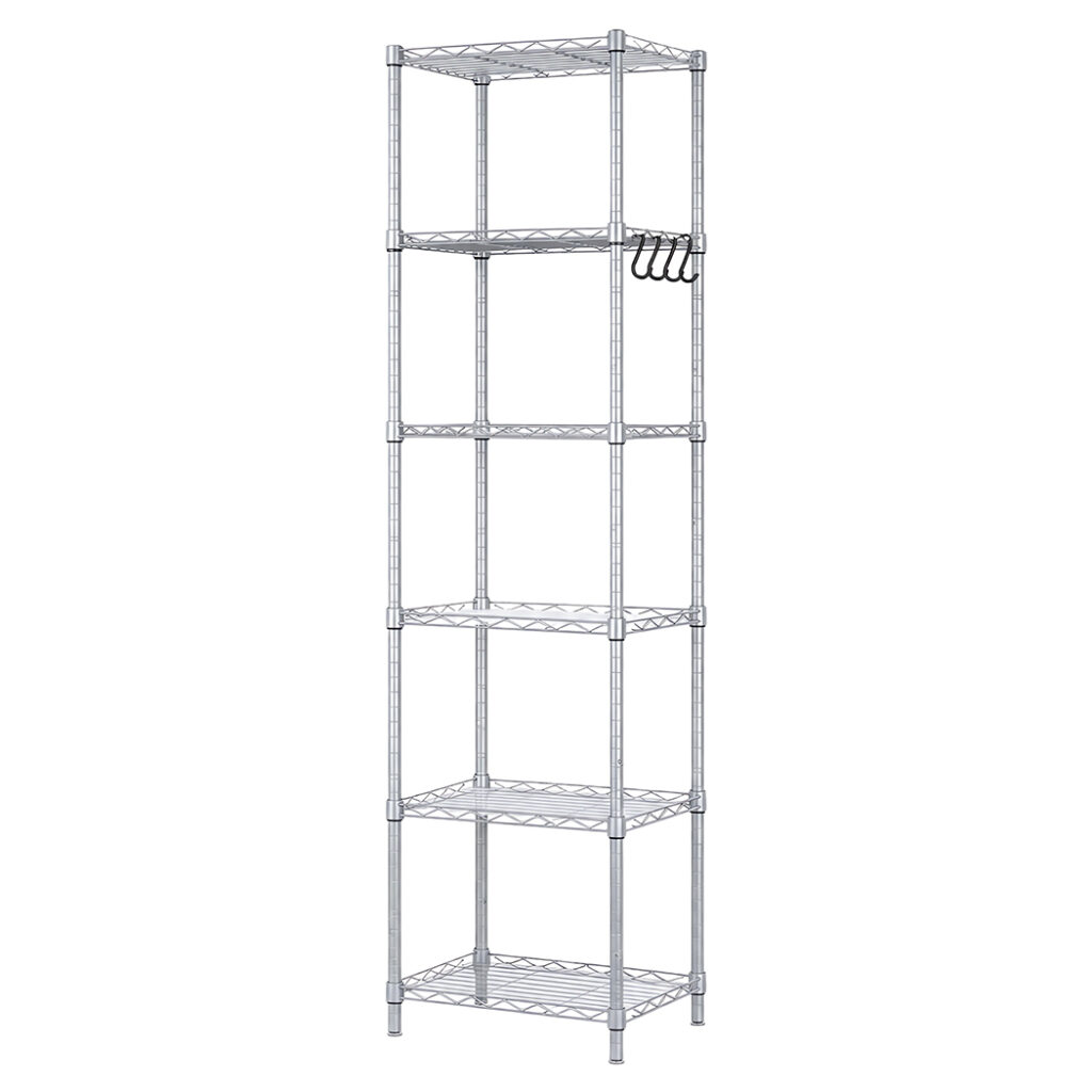Levede 6-Tier Adjustable Steel Shelving Rack, 161cm – Silver