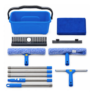 Traderight Window Cleaning Kit with Extendable Pole, Bucket and Squeegee
