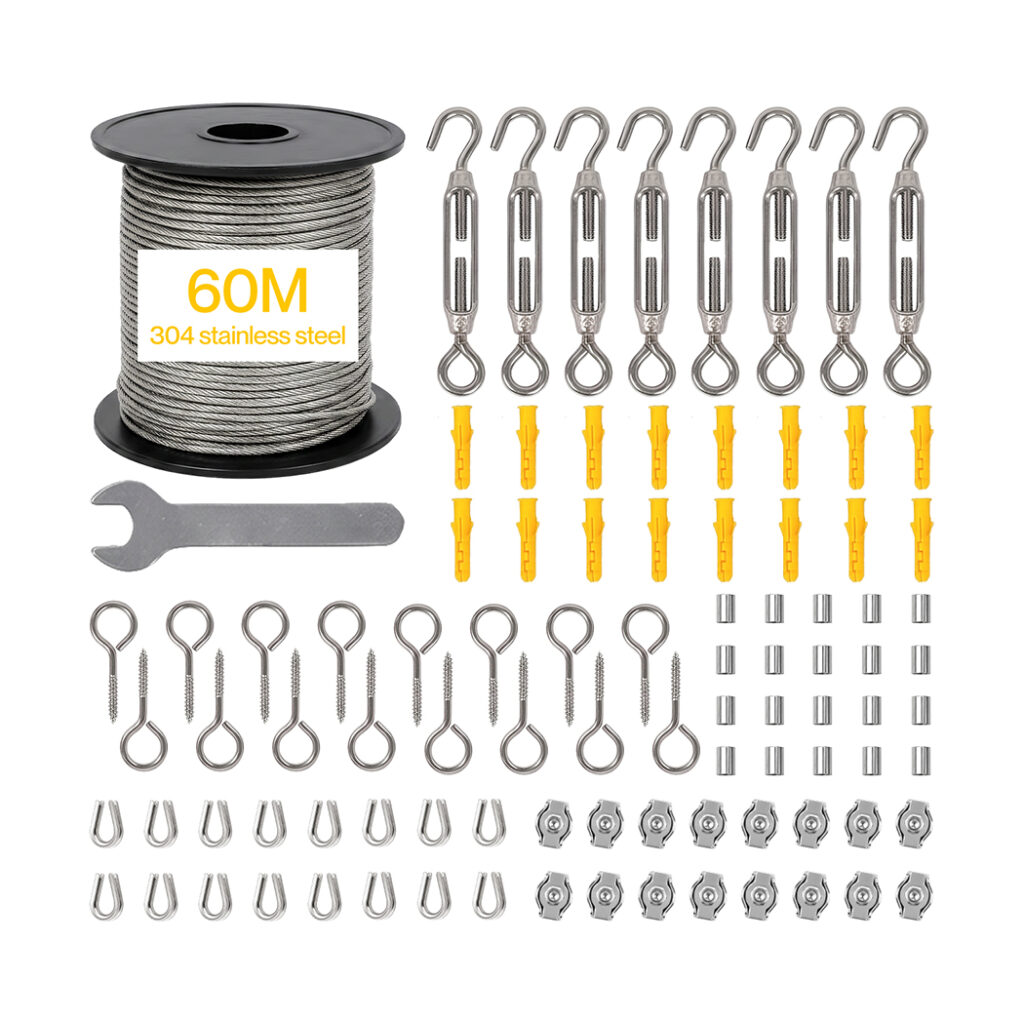 Traderight 60m Stainless Steel Wire Rope Kit, 2mm