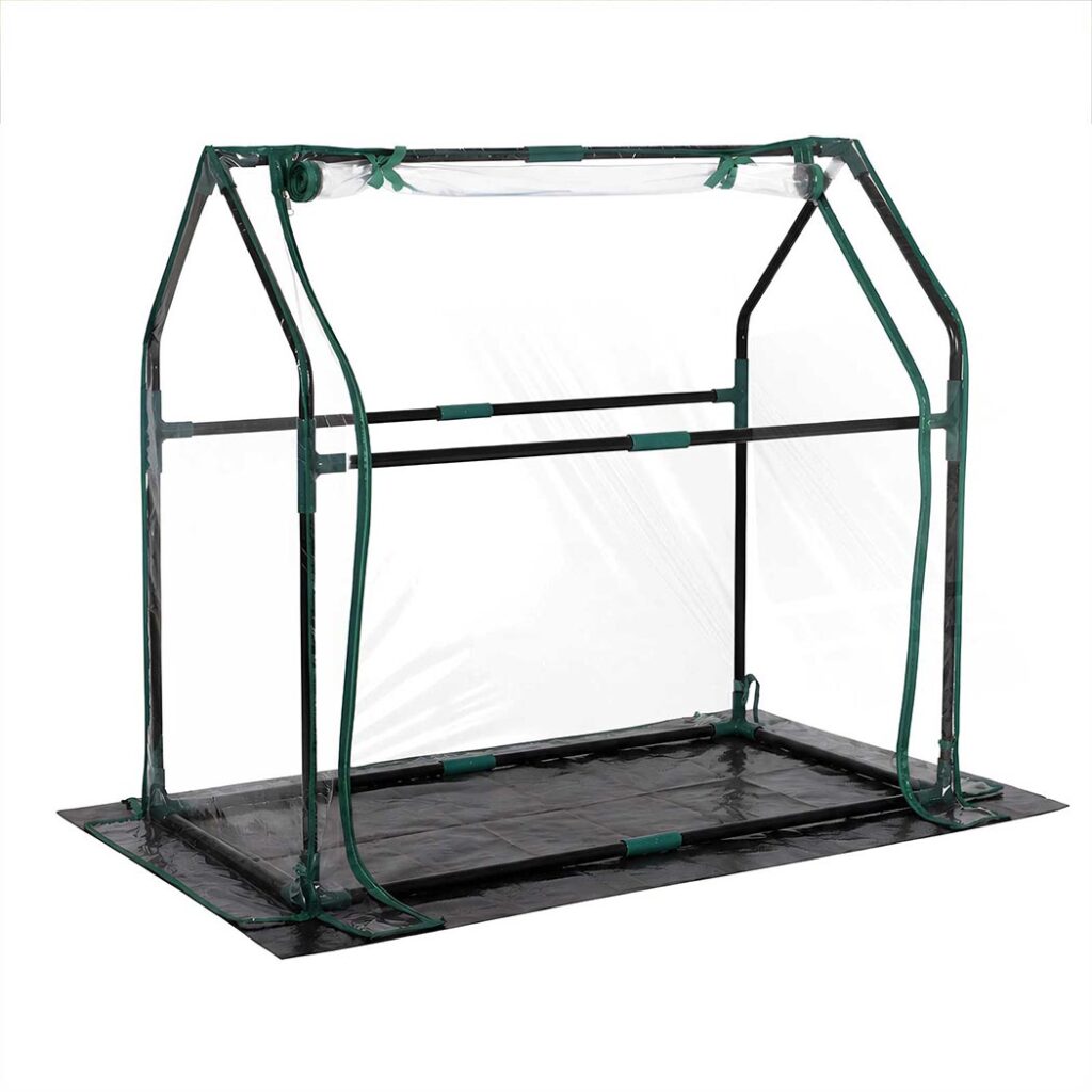 Lambu Mini Greenhouse with Clear PVC Cover, Zipper Door and Shelves