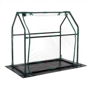 Lambu Mini Greenhouse with Clear PVC Cover, Zipper Door and Shelves