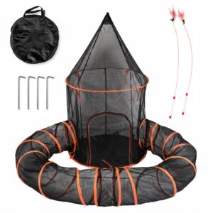PaWz Large Foldable Cat Tunnel and Mesh Play Enclosure – Black