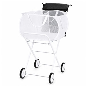 Levede 75L Foldable Laundry Trolley with Wheels, 25kg Capacity – White