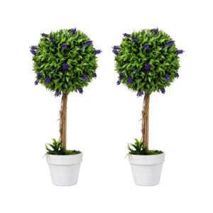 Lambu Artificial Lavender Topiary Plants, Set of 2
