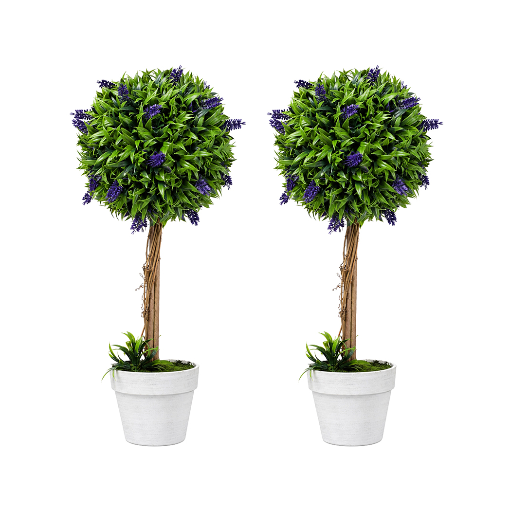Lambu Artificial Lavender Topiary Plants, Set of 2