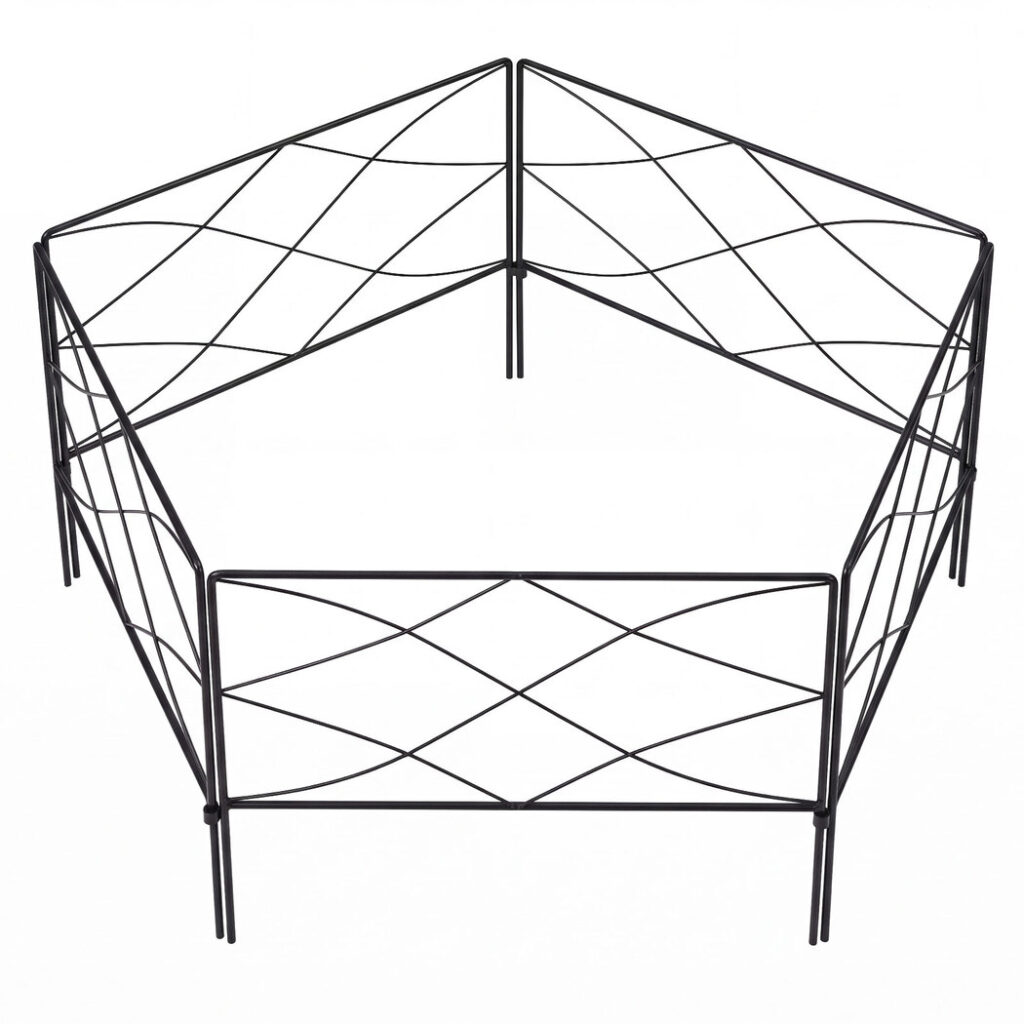 Lambu 5-Piece Steel Garden Fence Border Panels – Black