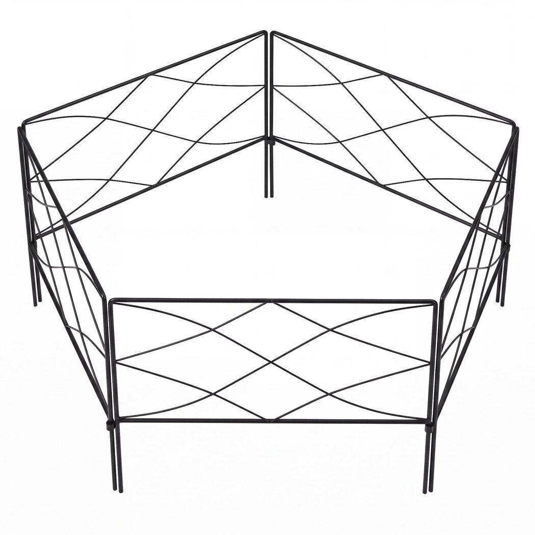 Lambu 5-Piece Steel Garden Fence Border Panels – Black