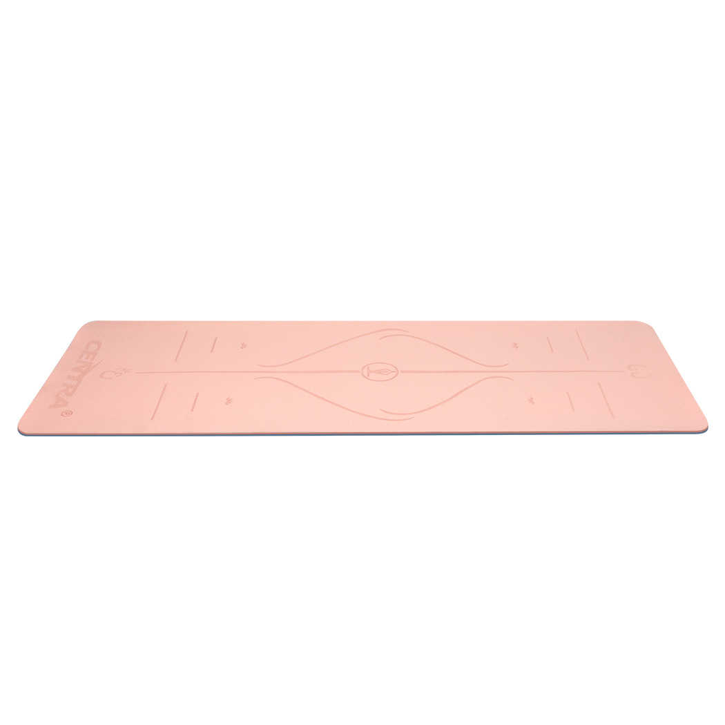 Centra Pink TPE Yoga Mat 6 mm with Alignment Lines and Carry Strap - Image 2