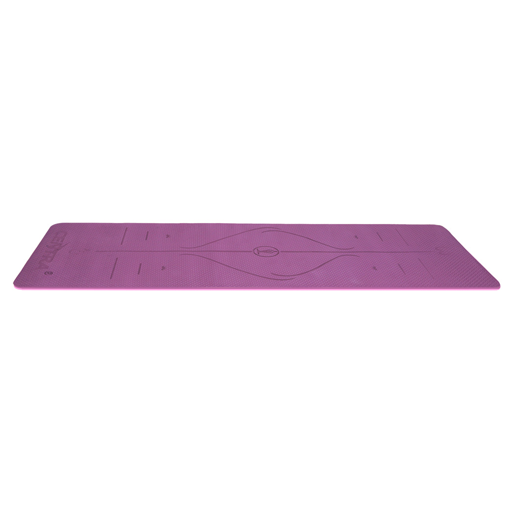 Centra Purple TPE Yoga Mat 6 mm with Alignment Lines and Carry Strap - Image 2