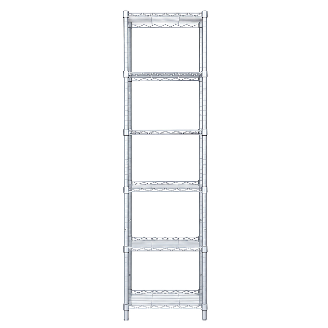 Levede 6-Tier Adjustable Steel Shelving Rack, 161cm – Silver - Image 2