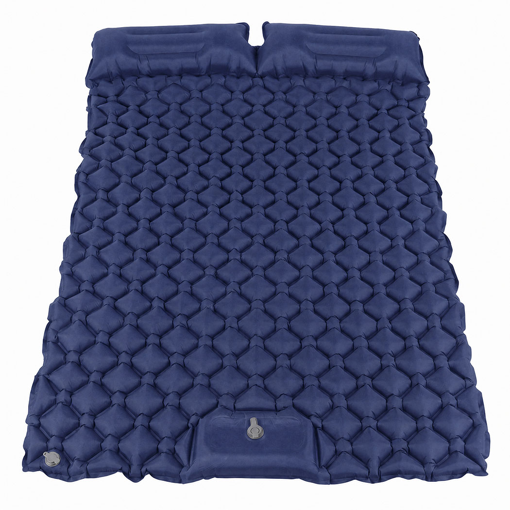 DreamZ Double Camping Mattress with Built In Pump, 40D Nylon TPU, Blue - Image 2