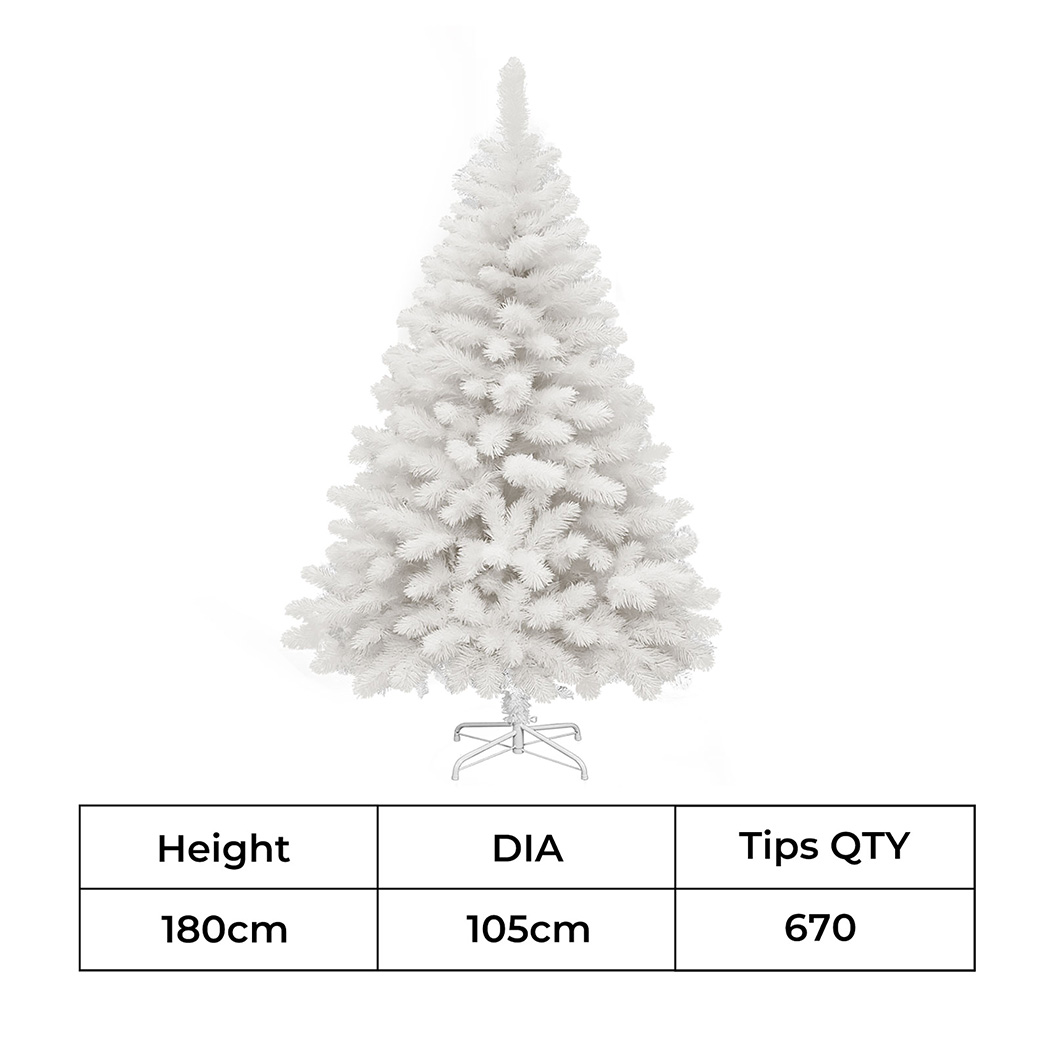 Santaco 1.8m White Artificial Christmas Tree with 670 PVC Tips - Image 3