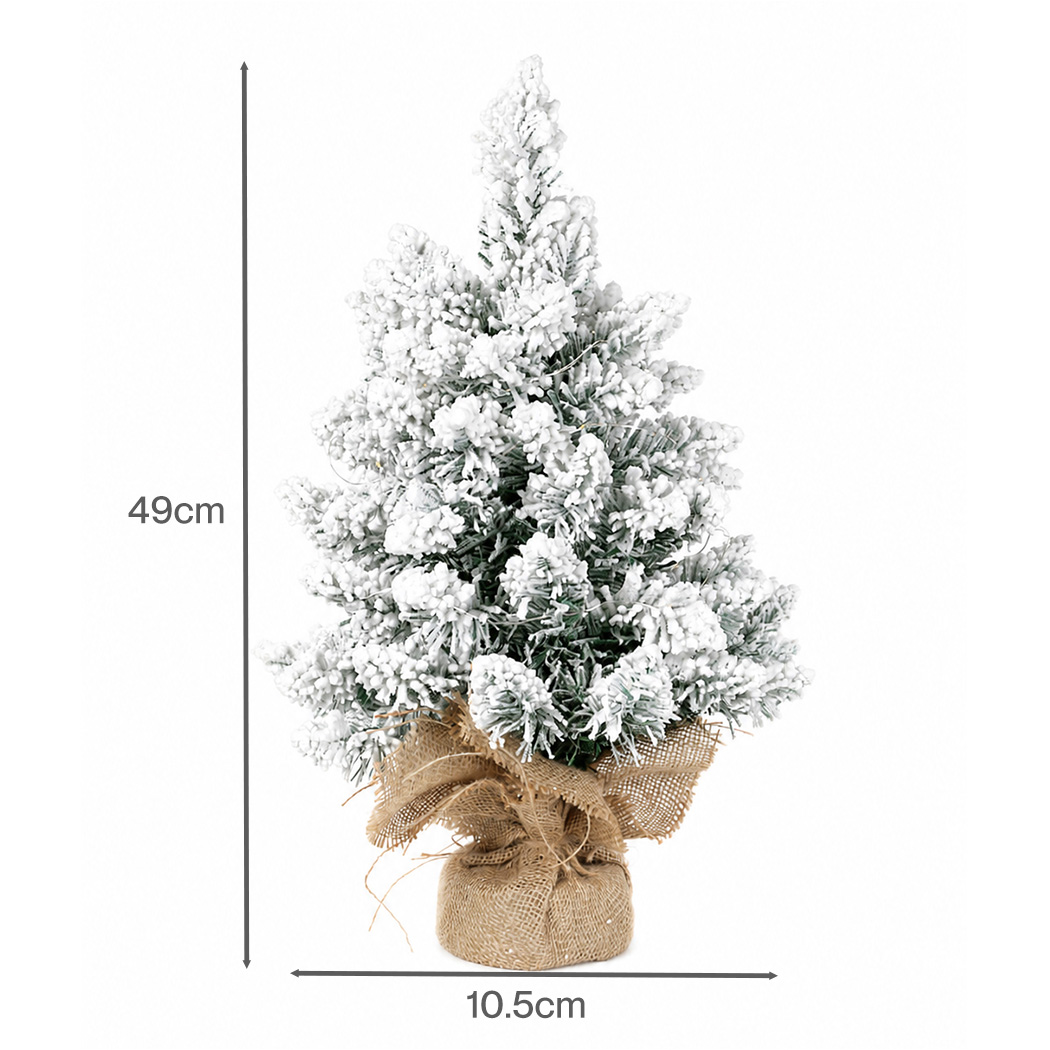 Santaco 49cm Snow-Flocked Mini Christmas Tree with LED Lights - Image 3