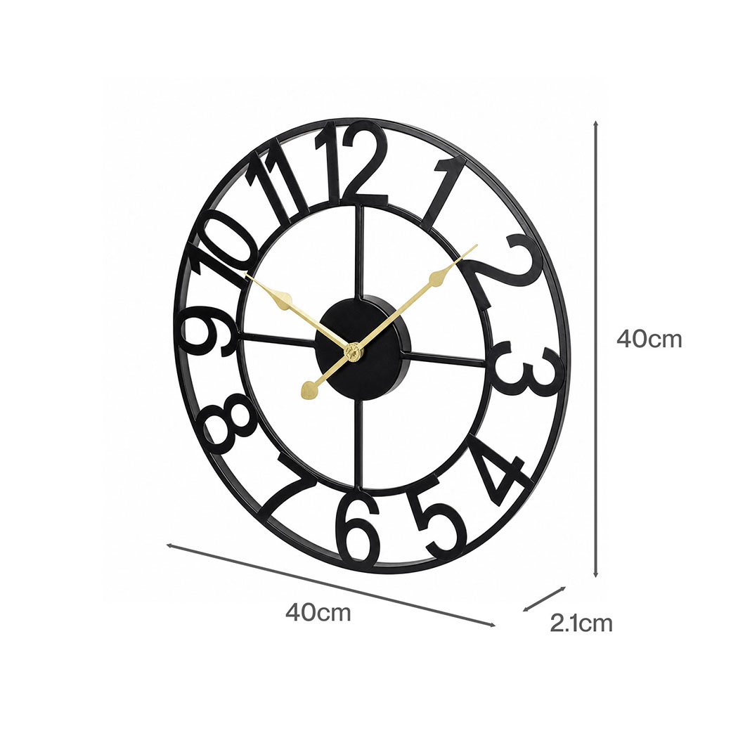Yezi 40cm Silent Quartz Wall Clock with Easy-Read Dial – Black - Image 3