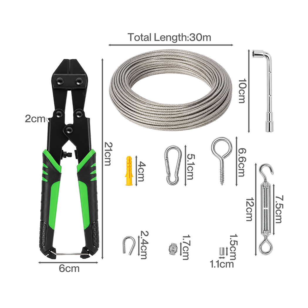 Traderight 30m Stainless Steel Wire Rope Kit, 3mm with Cutter - Image 3