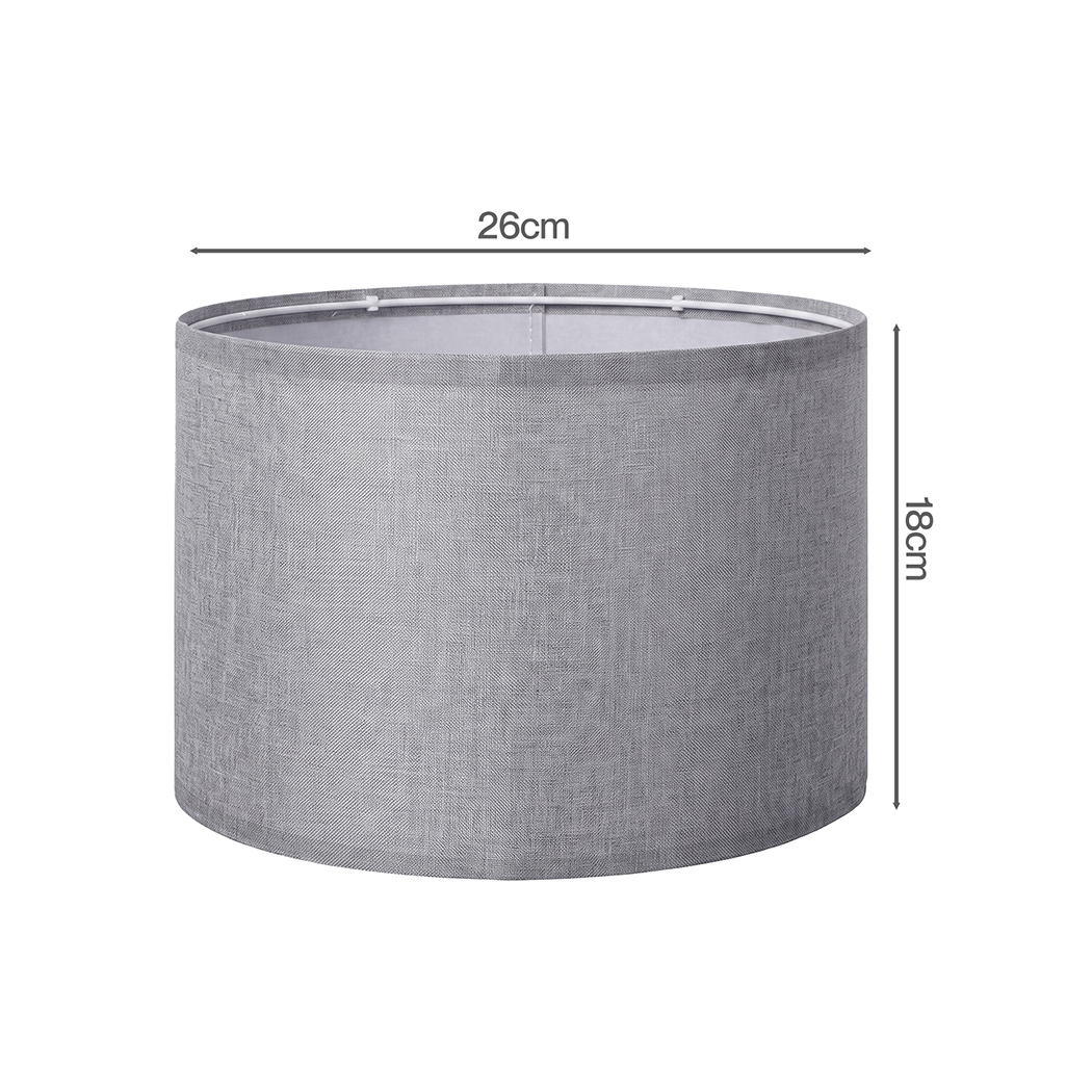 Emitto 4-Piece Grey Linen Drum Lamp Shade Set with E26/E27 and E14 Rings - Image 3