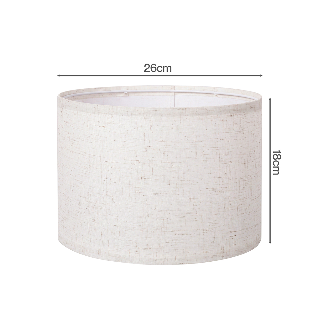 Emitto 4-Piece Beige Linen Drum Lamp Shade Set with E26/E27 and E14 Rings - Image 3