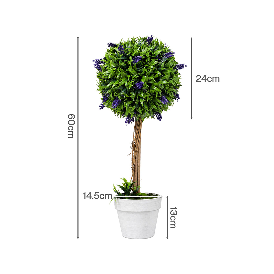 Lambu Artificial Lavender Topiary Plants, Set of 2 - Image 3