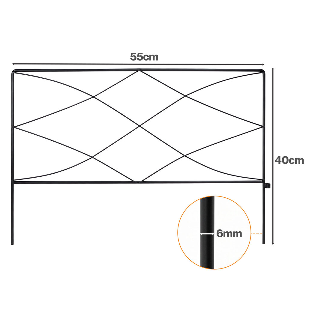 Lambu 5-Piece Steel Garden Fence Border Panels – Black - Image 3