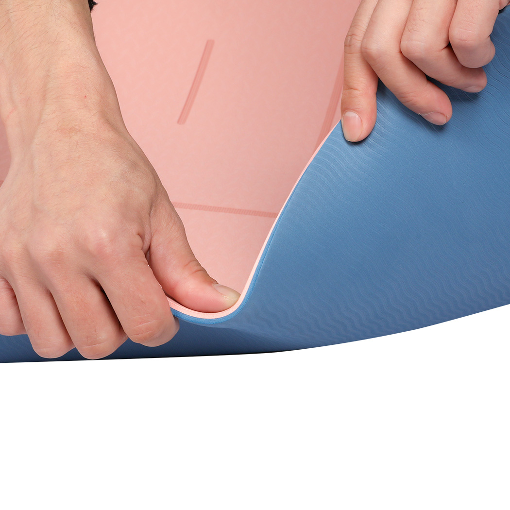 Centra Pink TPE Yoga Mat 6 mm with Alignment Lines and Carry Strap - Image 4