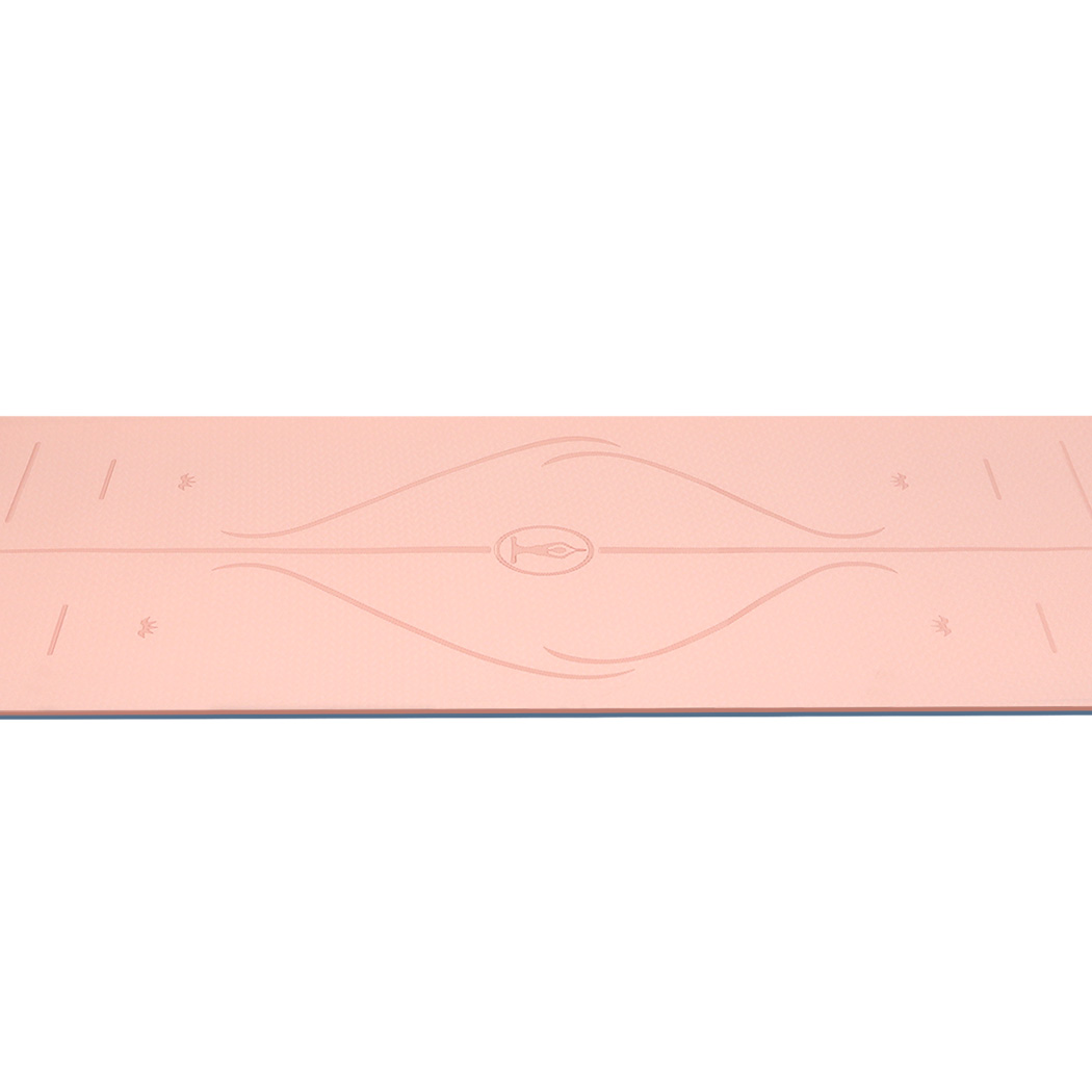 Centra Pink TPE Yoga Mat 6 mm with Alignment Lines and Carry Strap - Image 6