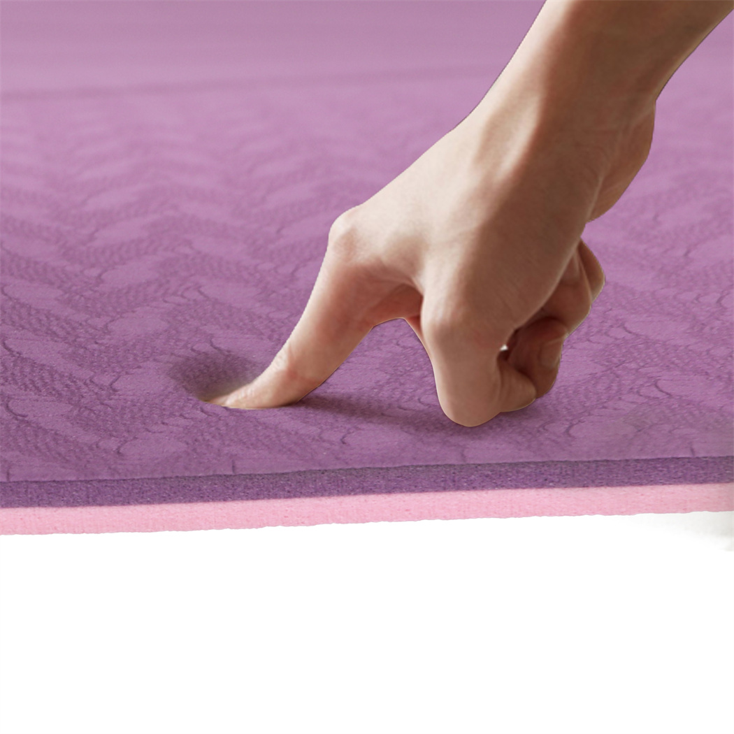 Centra Purple TPE Yoga Mat 6 mm with Alignment Lines and Carry Strap - Image 6